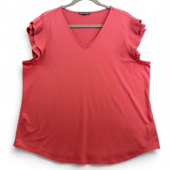 Adrianna Papell Tops - Adrianna Papell Coral Pink Sleeveless Blouse Pleated Shoulders Women’s Size XL